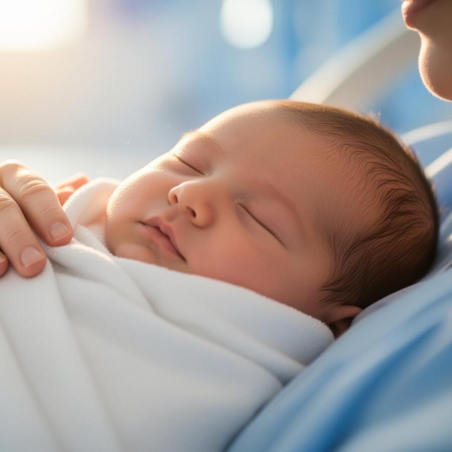 Bebê recebendo fototerapia em casa