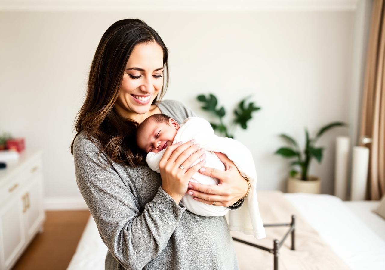 Foto da mãe Fernanda Costa, cliente de fototerapia domiciliar